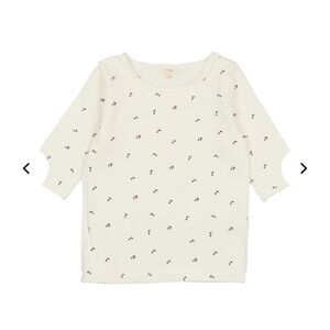 4/$25 Lil Legs THREE QUARTER SLEEVE CHERRY TEE Shirt Ivory Red Girls Size 14